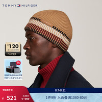TOMMY HILFIGER【七夕礼物】24新款秋冬男羊毛混纺拼色翻边针织毛线帽12751  （头围46cm）
