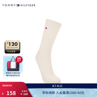 TOMMY HILFIGER24秋冬女装含羊毛混纺简约绣标中筒休闲袜子TS000940 象牙白110 OS