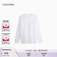 Calvin Klein Jeans24秋季男士休闲简约ck字母印花纯棉宽松长袖T恤J326901 YAF-月光白 L