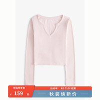 HOLLISTER24秋季辣妹小V领修身长袖针织上衣 女 KI339-3653 粉色 XXS (160/80A)
