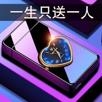 永恒瞬间 七夕情人节充电打火机防风个性男士生日礼物男友送男朋友老公高档 爱心表盘定制打火机+精美礼盒