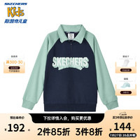 Skechers斯凯奇春秋儿童插肩袖上衣休闲男女大童套头休闲卫衣L324K015 藏青色/002Z 165