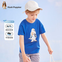 暇步士（Hush Puppies）童装男女童短袖2024夏装儿童精梳棉汗布透气舒适时尚短袖T恤 D款宝蓝 130cm