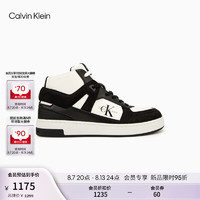 Calvin Klein Jeans24秋季男ck复古撞色皮革拼接中帮篮球鞋运动鞋YM01109 0GM-太空黑/月光白 42