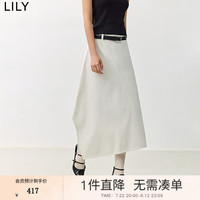 丽丽 LILY2024秋女装设计感斜向裁剪不对称百搭显瘦通勤牛仔半身裙 601白色 S