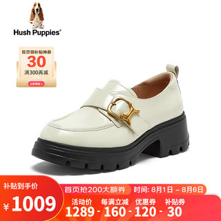 暇步士（Hush Puppies）乐福鞋女士休闲一脚蹬厚底英伦皮鞋Q1M05CM4 白色 39