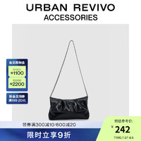 URBAN REVIVO2024秋季女设计感肌理单肩斜挎包UAWB40342 黑色