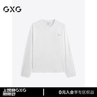 GXG男装 双色基础设计宽松圆领长袖T恤男士 24秋季G24X343002 白色 165/S