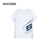 斯凯奇（Skechers）2024童装短袖T恤男女中大童P224K032 氙气蓝/0356 XL