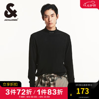 杰克·琼斯（JACK&JONES）衣服男装春秋直筒版型半高领舒适绒感面料打底衫长袖T恤打底衫 E40 黑色 195/112A/XXXL