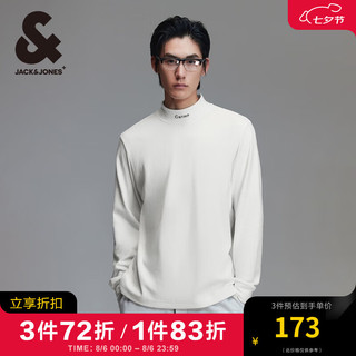 杰克·琼斯（JACK&JONES）衣服男装春秋直筒版型半高领舒适绒感面料打底衫长袖T恤打底衫 A06 本白色 170/92A/S