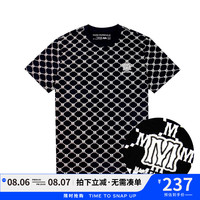 马克华菲【纯棉T恤】夏季款时尚潮流休闲男士短袖T恤百搭宽松舒适圆领上衣 黑色 M