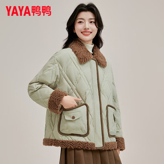 鸭鸭（YAYA）羽绒服女短款2024冬季时尚撞色翻领休闲气质保暖外套XH 黑色 155/80A(S)