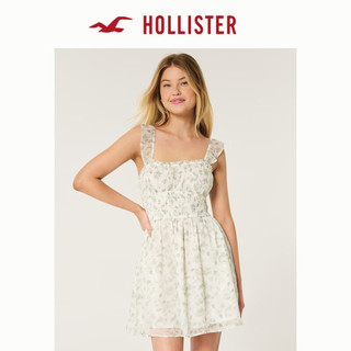 HOLLISTER24秋甜辣雪纺露背蝴蝶袖短款连衣裙 女 KI359-4259 白色碎花 S (165/88A)标准版