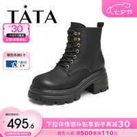他她(TATA)2024冬时尚休闲马丁靴女CDR01DD4 黑色(绒里) 37