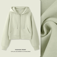 La Chapelle City拉夏贝尔连帽开衫外套女2024春夏宽松简约休闲百搭运动风上衣 2024秋款开衫：灰绿-纯色 XL 2024春款开衫：灰绿-纯色