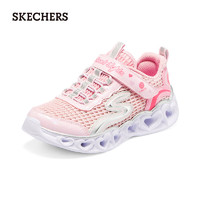 斯凯奇（Skechers）可开关发光鞋夏网面透气运动鞋302560L 粉红色/PNK 32码