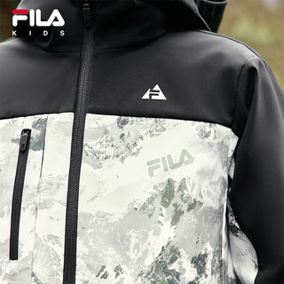 FILA 斐乐童装儿童运动上衣2024秋冬男童运动连帽外套 满印一-ZA 170