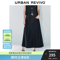 UR2024秋季女装时尚摩登复古时髦丹宁牛仔半裙UWG840217 蓝色 S