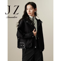 玖姿·安娜蔻都市轻户外休闲撞色边夹克风衣外套女装2024秋季 素黑 S