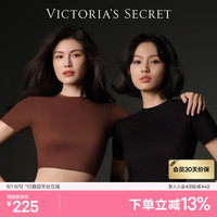 维多利亚的秘密 杨幂同款 维密全新云感超柔短袖紧身T恤紧身衣女舒适百搭 33F6深棕色-短款 11249353 S