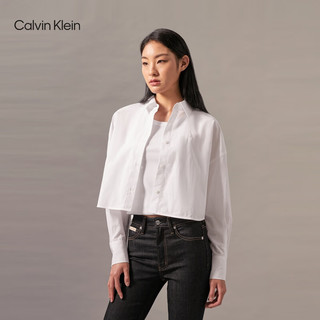 Calvin Klein Jeans24秋季女士休闲通勤ck刺绣纯棉宽松短款衬衫J224585 YAF-月光白 L