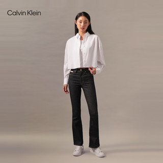 Calvin Klein Jeans24秋季女士休闲通勤ck刺绣纯棉宽松短款衬衫J224585 YAF-月光白 M