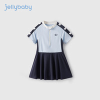 JELLYBABY【2024夏季】女大童连体泳装幼童速干夏装游泳衣儿童短袖泳衣 蓝色 140CM