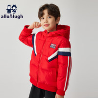allo&lugh阿路和如童装中大童拼接舒适鸭绒保暖常规款外套 红色 100cm