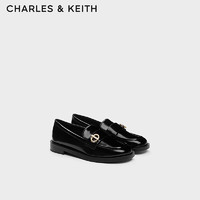 CHARLES&KEITH24秋季CK1-70900527金属扣饰英伦时尚乐福鞋女 Black Box黑色 37