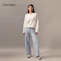 Calvin Klein Jeans24秋季女士休闲通勤ck简约净色纯棉圆领卫衣J224597 YBI-牛乳白 XS