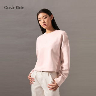 Calvin Klein Jeans24秋季女士休闲通勤ck简约净色纯棉圆领卫衣J224597 TER-藕荷粉 M