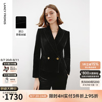 朗姿高级感修身显瘦收腰复古丝绒西服上衣2024年冬季西装外套 黑色 XL