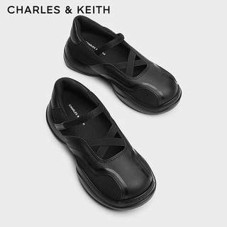 CHARLES&KEITH24秋CK1-70900525厚底休闲银色运动玛丽珍鞋女 Black黑色 38