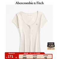 ABERCROMBIE & FITCH女装 24夏款圆领上衣小麋鹿亨利式辣妹短袖T恤 KI139-4265 浅棕色 L (165/104A)