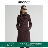 奈蔻【精梳棉】2024年秋季双排扣中长款风衣 深玫红色 S