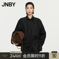 JNBY江南布衣24秋衬衫女全棉设计感通勤宽松长袖A型5O7213450 001/本黑 L