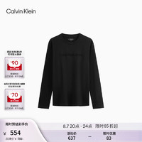 Calvin Klein Jeans24秋季男士休闲通勤ck浮雕字母净色打底长袖T恤J326899 BEH-太空黑 M