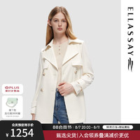 歌力思（ELLASSAY）2024秋冬休闲时尚都市系带小个子风衣外套EWD353F00300 纯净白 M