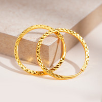 有券的上：老庙黄金 足金耳饰 浮光耳环耳圈 2.73g