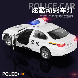 童溢儿童玩具车男孩1/32合金宝马警车汽车模型仿真回力