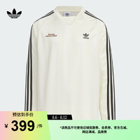 adidas休闲运动长袖球衣男大童儿童秋季阿迪达斯三叶草 乳白色 122CM