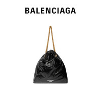 BALENCIAGA巴黎世家CRUSH女士中号品牌标识印花托特包 黑色 M