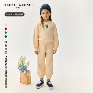 Teenie Weenie Kids小熊童装24秋季男女童罗纹领童趣刺绣卫衣 绿色 110cm