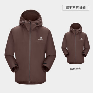 骆驼（CAMEL）【丁真同款】户外雨神冲锋衣户外登山服防风防水时尚运动外套 A13CATR157，乌棕红，男 XXXL