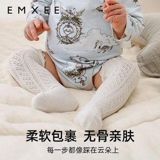 嫚熙（EMXEE）婴儿袜子防蚊袜新生儿宝宝长筒袜夏季薄款过膝透气男女童袜新 奶白色+奶酪黄+雪霜蓝（ 3双 6-12个月（适合脚长9-11cm）