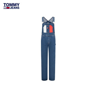 TOMMY JEANS24早秋女装复古潮流拼色口袋宽松阔腿牛仔背带裤18208 牛仔蓝1A5 M