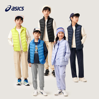 ASICS 亚瑟士 2024冬季新款男女儿童三防科技舒适羽绒马甲 001黑色 120cm