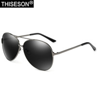 THISESON 砾石 偏光驾驶近视墨镜 枪框黑灰片-偏光无度数