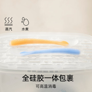 嫚熙（EMXEE）宝宝硅胶软勺餐具婴儿喂奶喂水勺子儿童吃饭辅食碗勺2支 蜜瓜甜橙